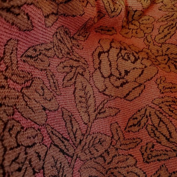 Soft Suroundings coat knit Large button snap bell sleeve maroon black roses - Picture 11 of 15